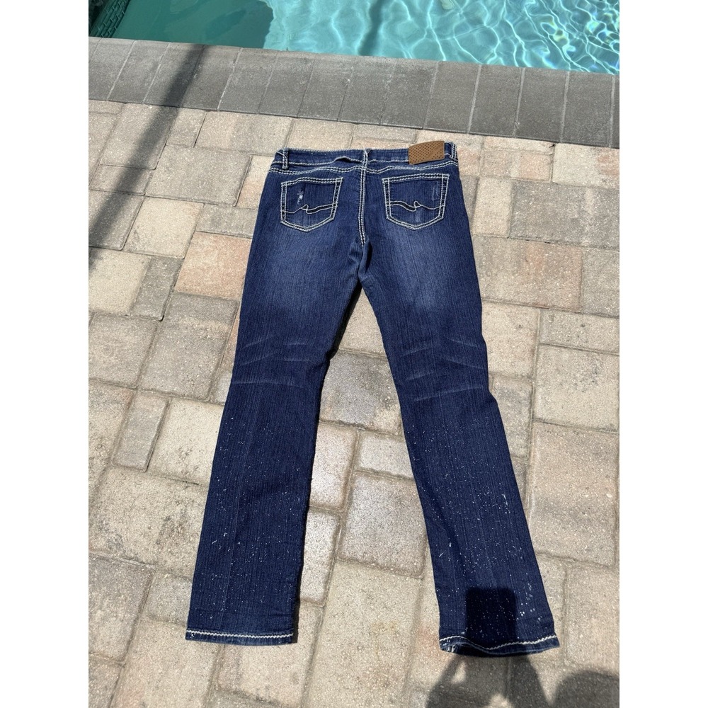 Almost Famous Women's Distressed Skinny Jeans Size 13 Blue Denim Low Rise